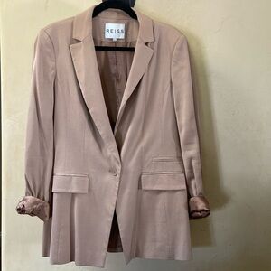 Sz 10 REISS Classic Tan Lined Single Button Closure Blazer EUC!